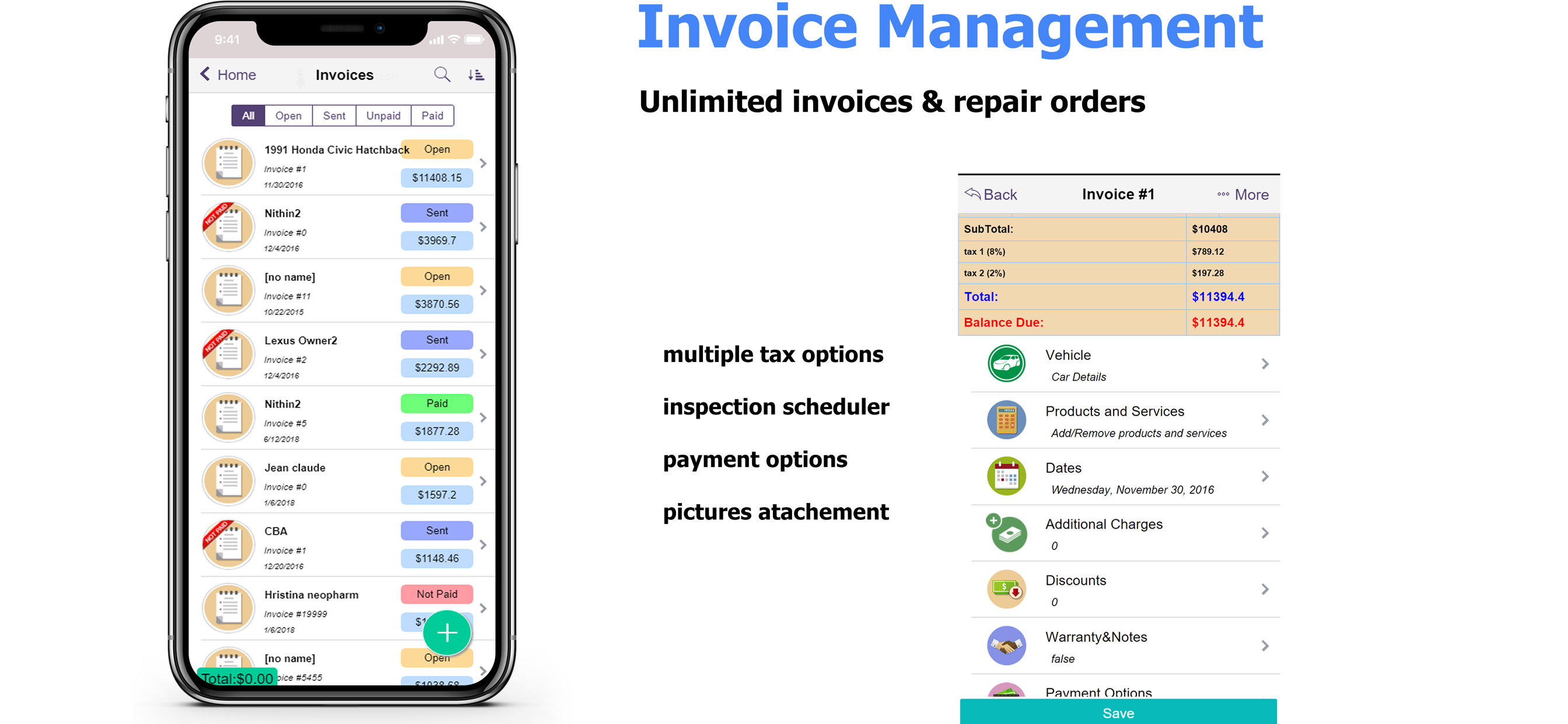 Services Functionality of Auto Repair Invoicing